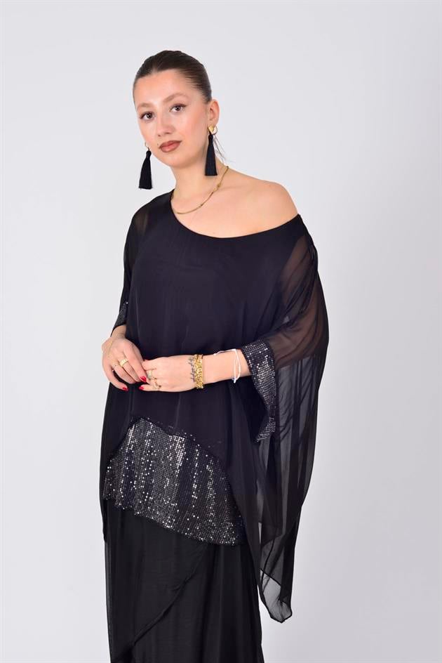 5835 PAYET DETAYLI İPEK BLUZ