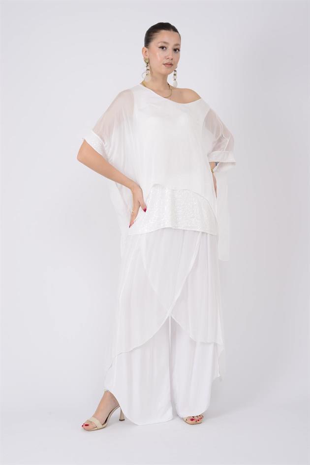 5835 PAYET DETAYLI İPEK BLUZ