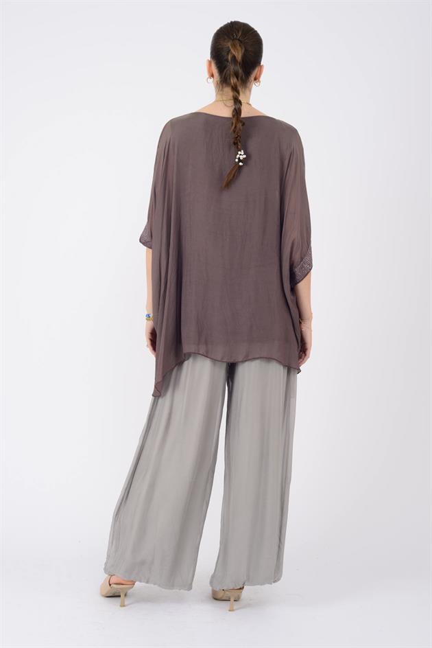 5835 PAYET DETAYLI İPEK BLUZ