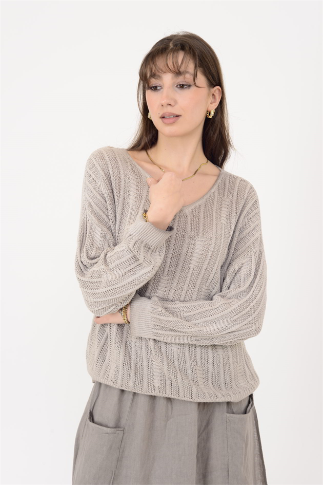 6046 V YAKA MERSERİZE BLUZ