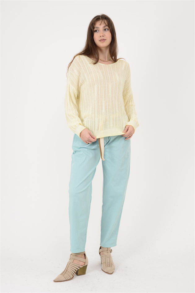 6046 V YAKA MERSERİZE BLUZ