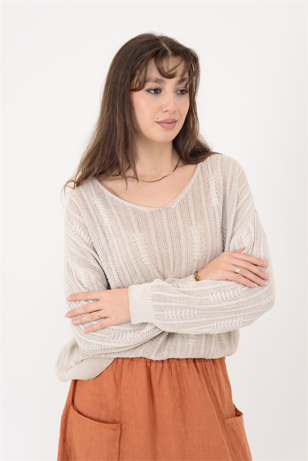 6046 V YAKA MERSERİZE BLUZ