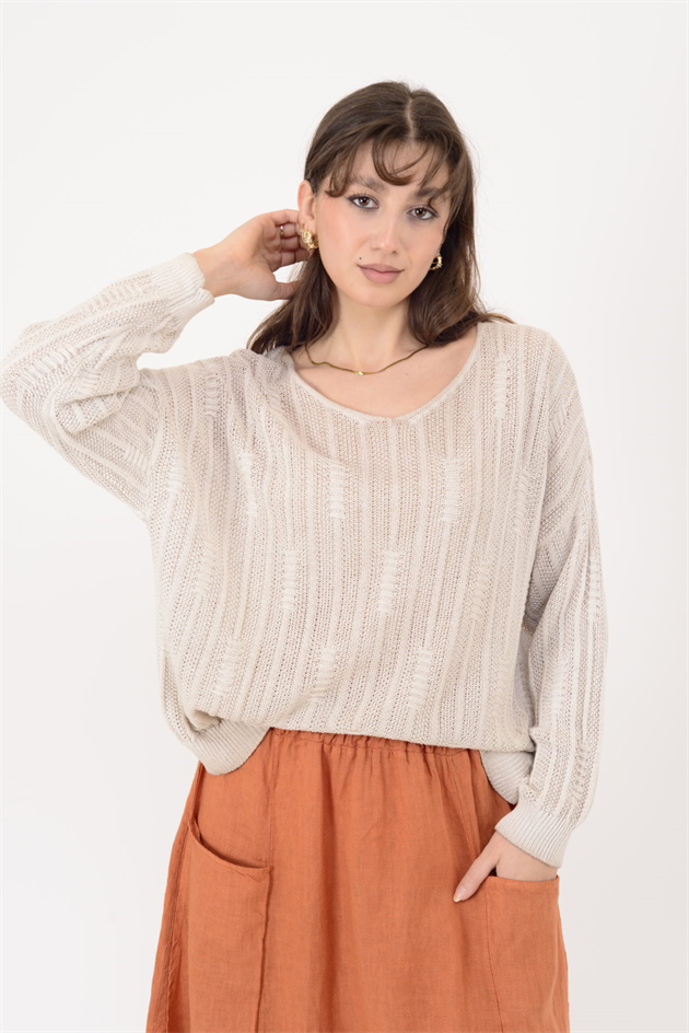 6046 V YAKA MERSERİZE BLUZ