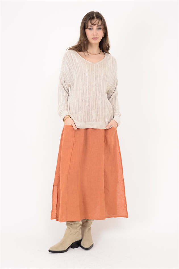 6046 V YAKA MERSERİZE BLUZ