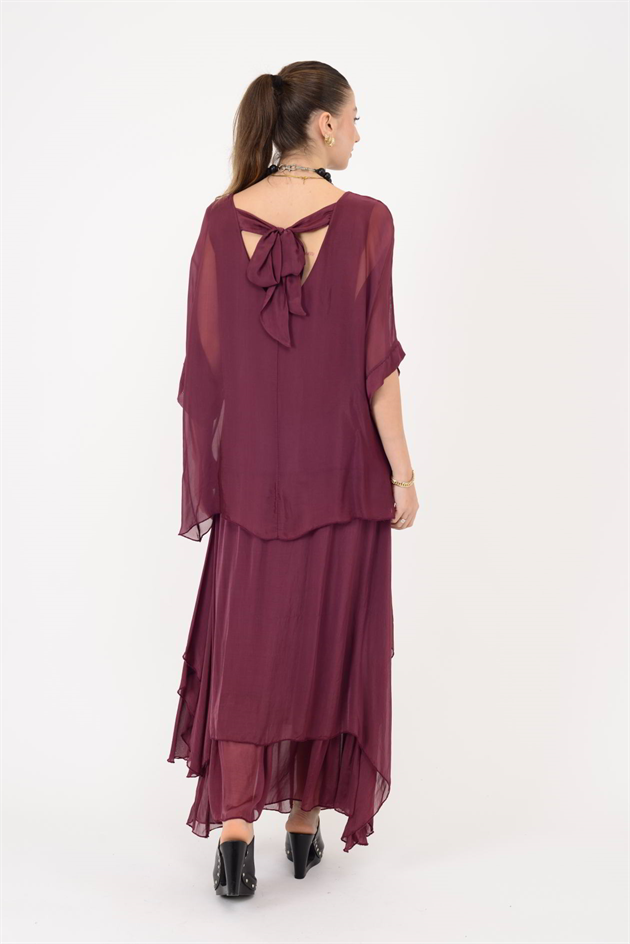 6061 YARASA KOL SIRT BAĞLAMALI İPEK BLUZ