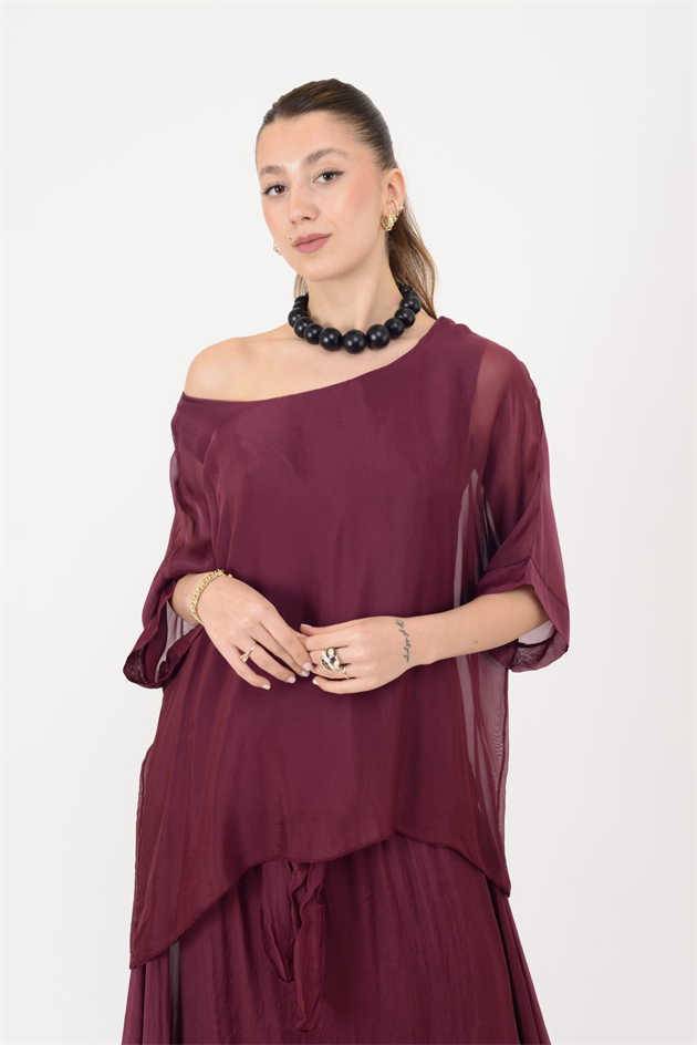 6061 YARASA KOL SIRT BAĞLAMALI İPEK BLUZ