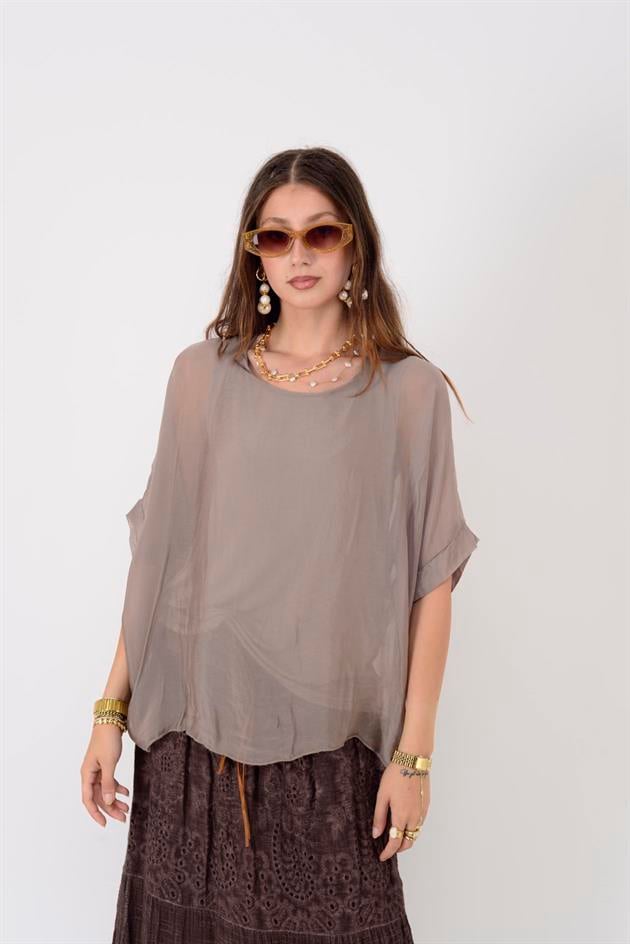 6061 YARASA KOL SIRT BAĞLAMALI İPEK BLUZ