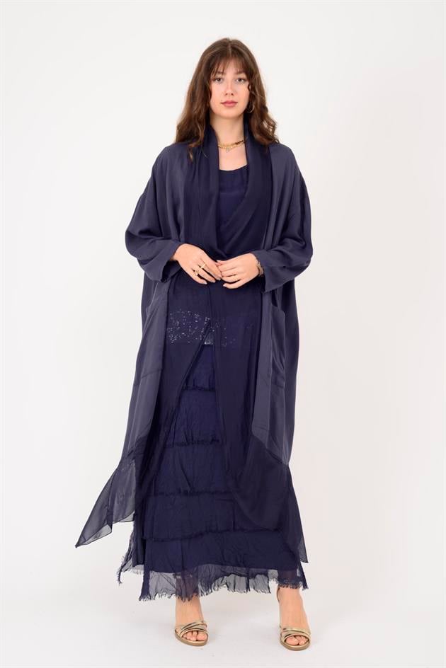 6075 İPEK DETAYLI ŞAL YAKA TUNİK BLUZ