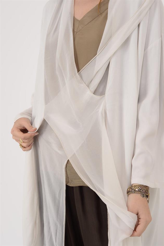 6075 İPEK DETAYLI ŞAL YAKA TUNİK BLUZ