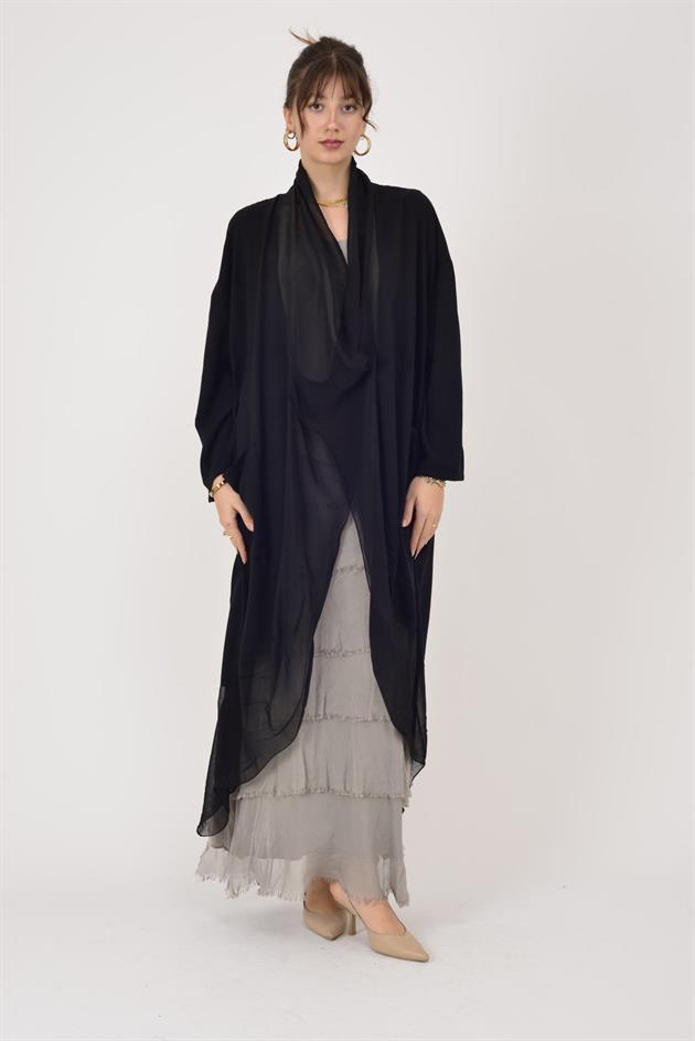 6075 İPEK DETAYLI ŞAL YAKA TUNİK BLUZ