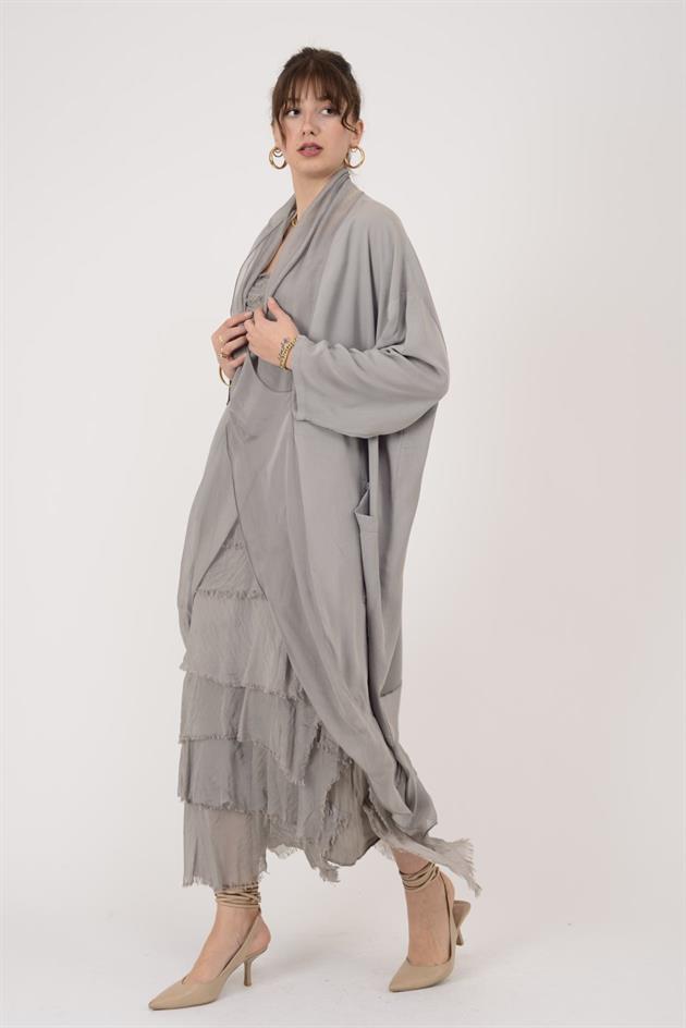 6075 İPEK DETAYLI ŞAL YAKA TUNİK BLUZ