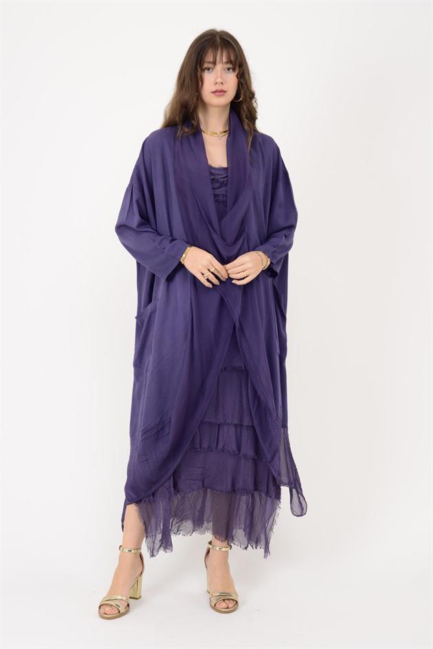 6075 İPEK DETAYLI ŞAL YAKA TUNİK BLUZ