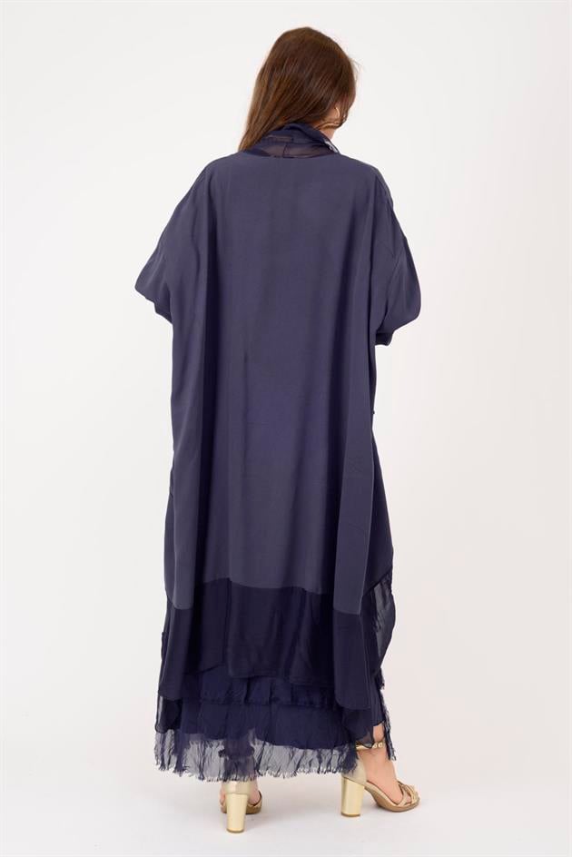 6075 İPEK DETAYLI ŞAL YAKA TUNİK BLUZ