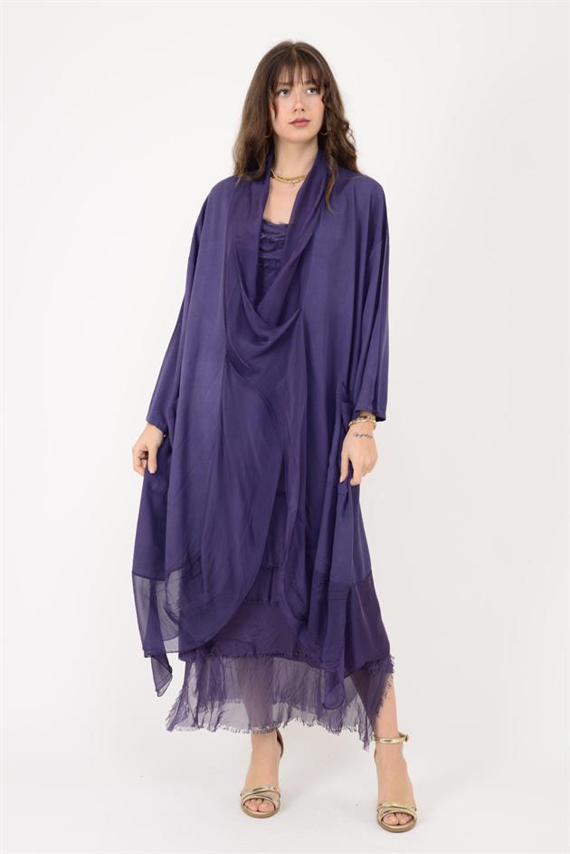 6075 İPEK DETAYLI ŞAL YAKA TUNİK BLUZ