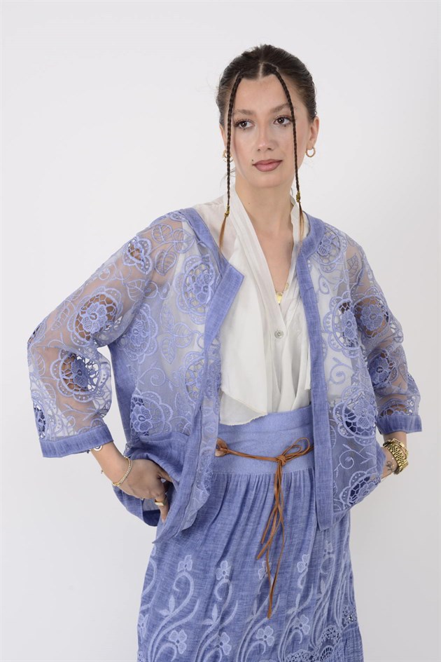 60911 TRANSPARAN GÜPÜR DETAYLI 2Lİ PAMUK TAKIM