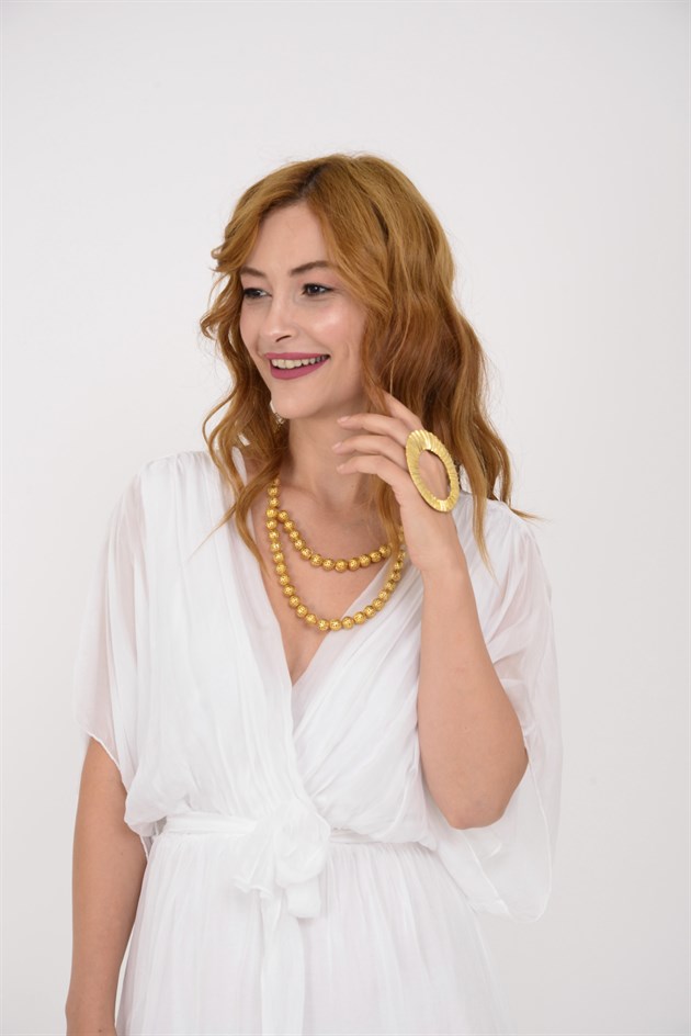 6102 SPELLO BELDEN BAĞLAMALI İPEK ELBİSE