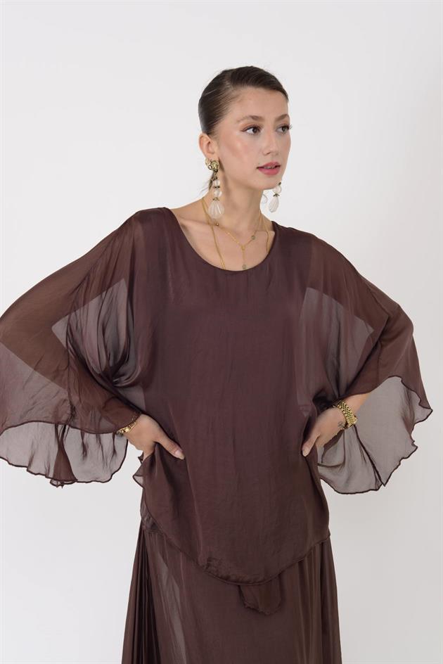 6115 İSPANYOL KOL İPEK BLUZ