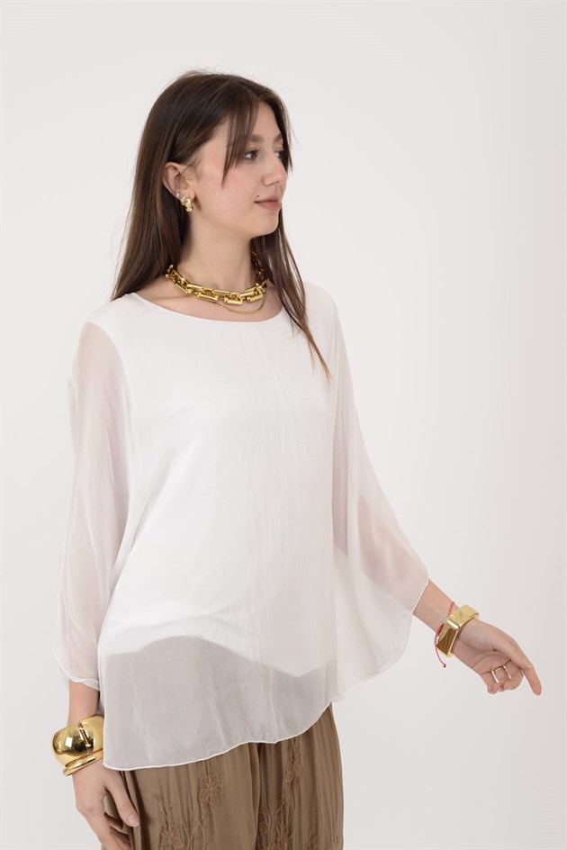 6115 İSPANYOL KOL İPEK BLUZ