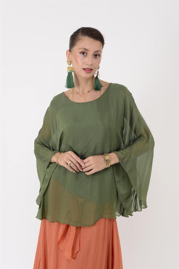 6115 İSPANYOL KOL İPEK BLUZ