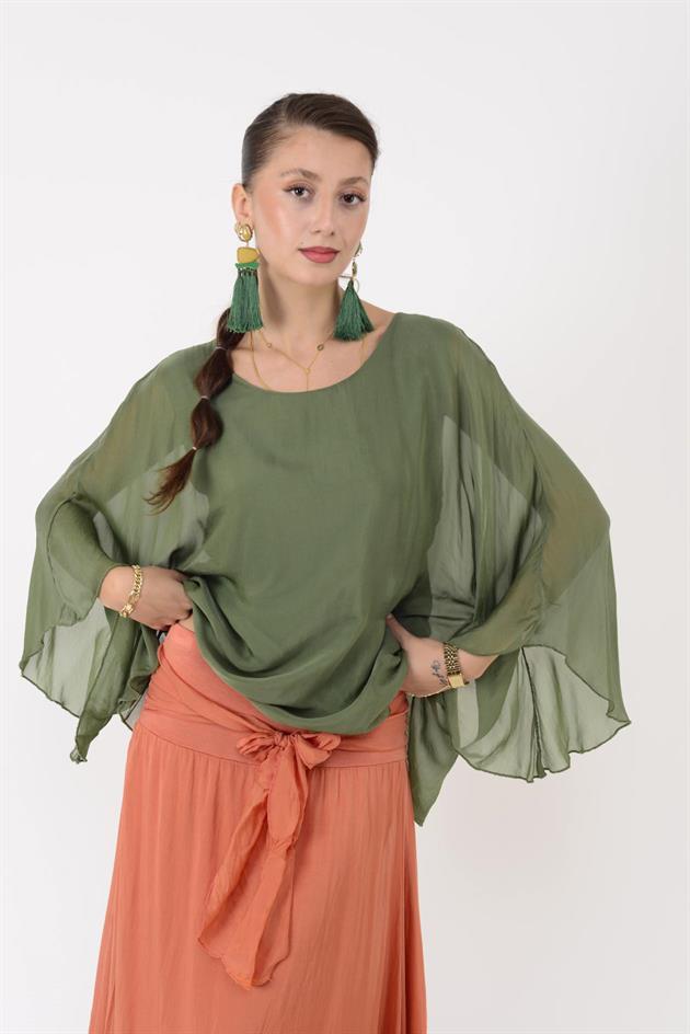 6115 İSPANYOL KOL İPEK BLUZ