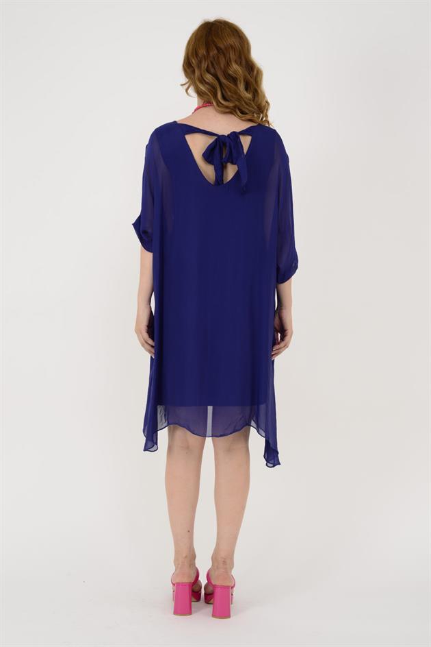 6129 SIRTI BAĞLAMALI İPEK ELBİSE