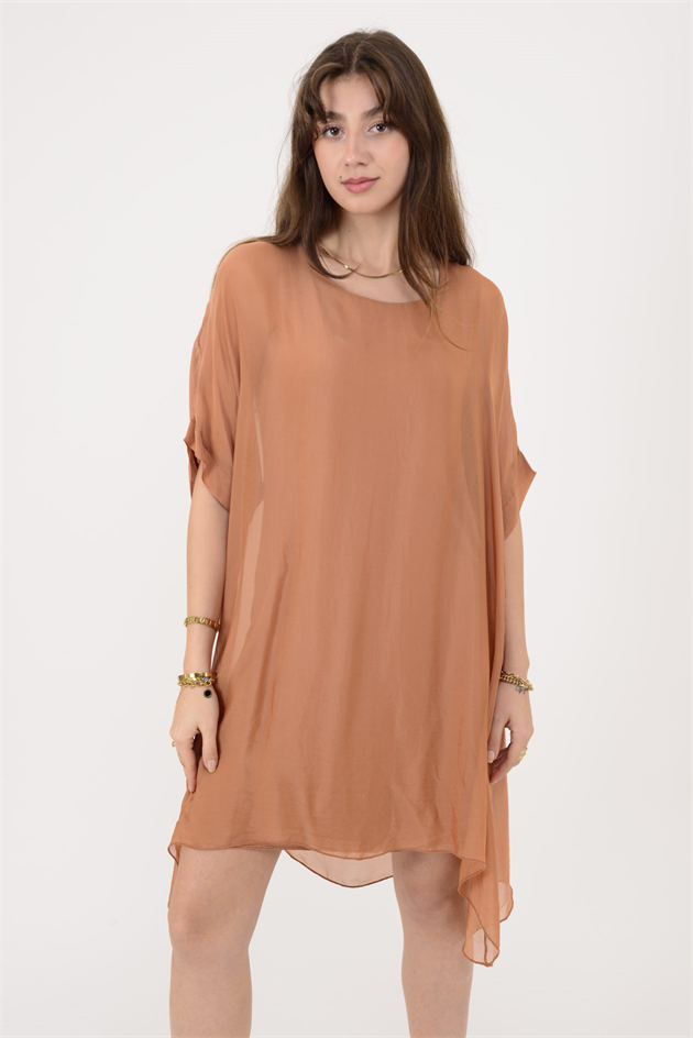 6129 SIRTI BAĞLAMALI İPEK ELBİSE