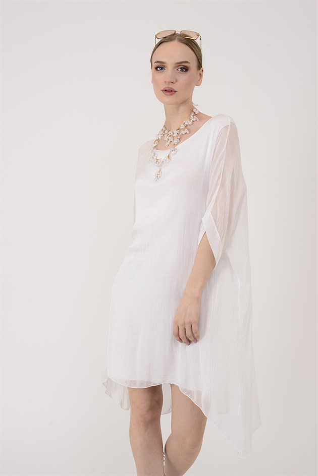 6129 SIRTI BAĞLAMALI İPEK ELBİSE