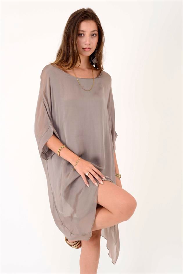 6129 SIRTI BAĞLAMALI İPEK ELBİSE