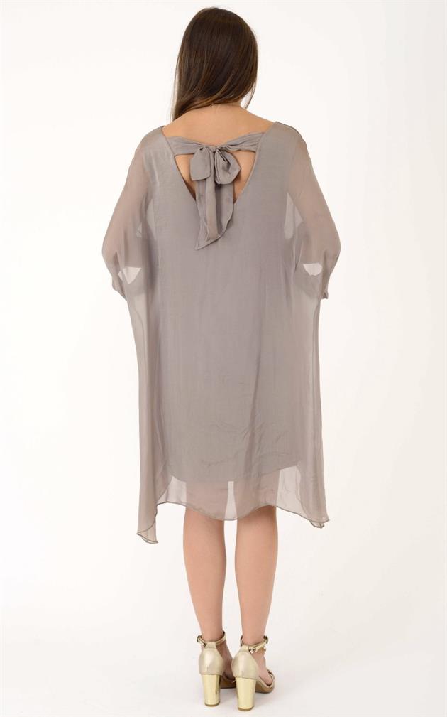 6129 SIRTI BAĞLAMALI İPEK ELBİSE