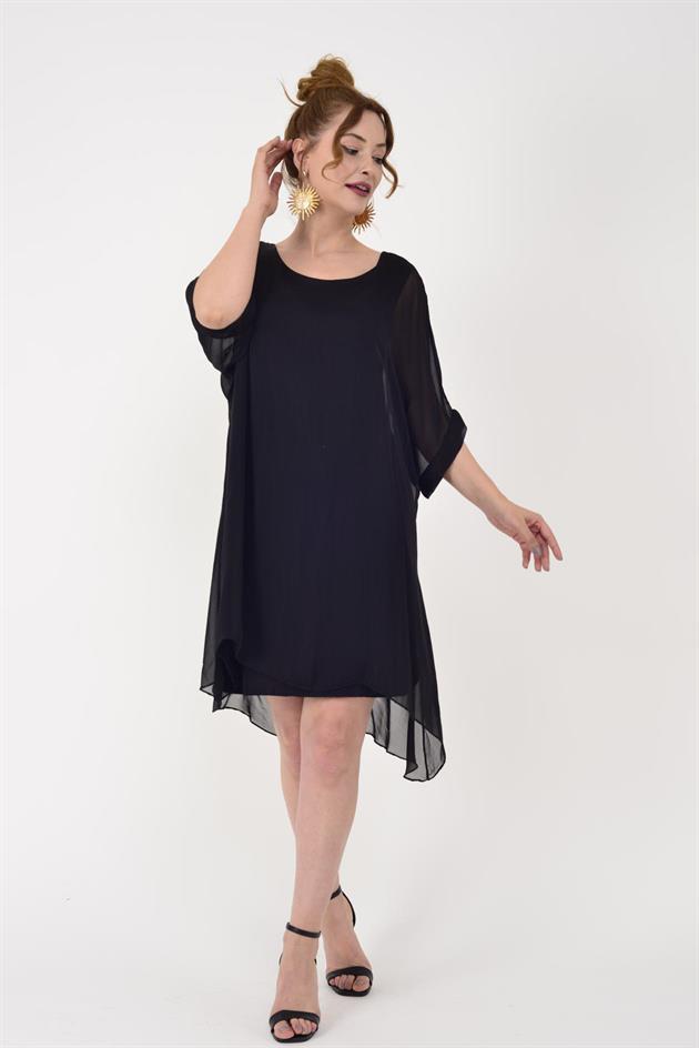 6129 SIRTI BAĞLAMALI İPEK ELBİSE