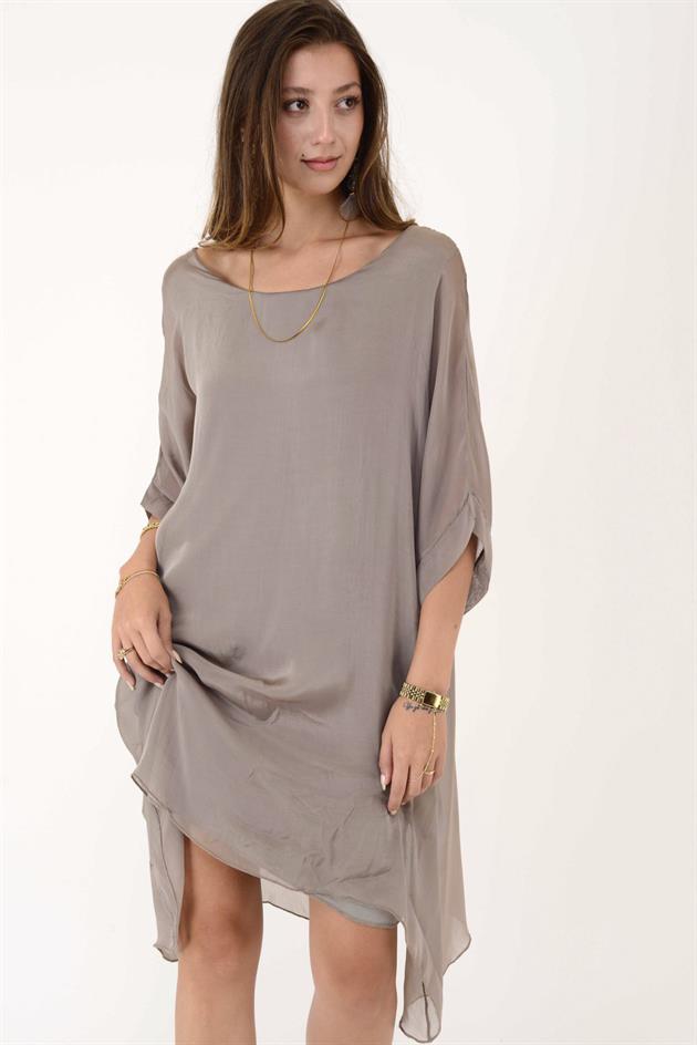 6129 SIRTI BAĞLAMALI İPEK ELBİSE