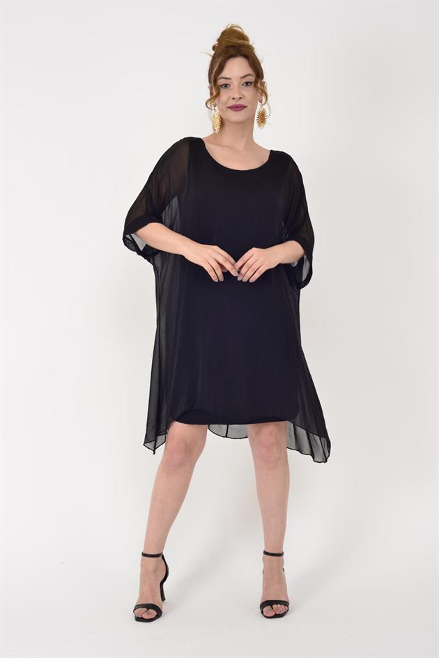 6129 SIRTI BAĞLAMALI İPEK ELBİSE