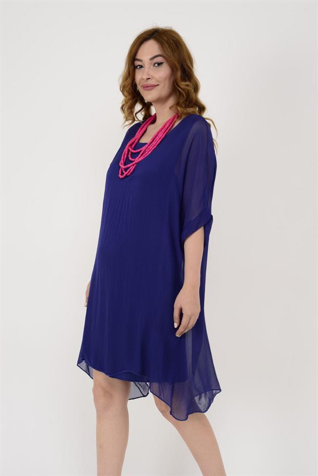 6129 SIRTI BAĞLAMALI İPEK ELBİSE