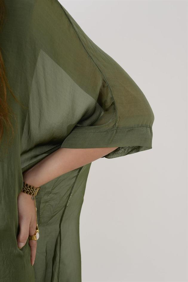 6129 SIRTI BAĞLAMALI İPEK ELBİSE