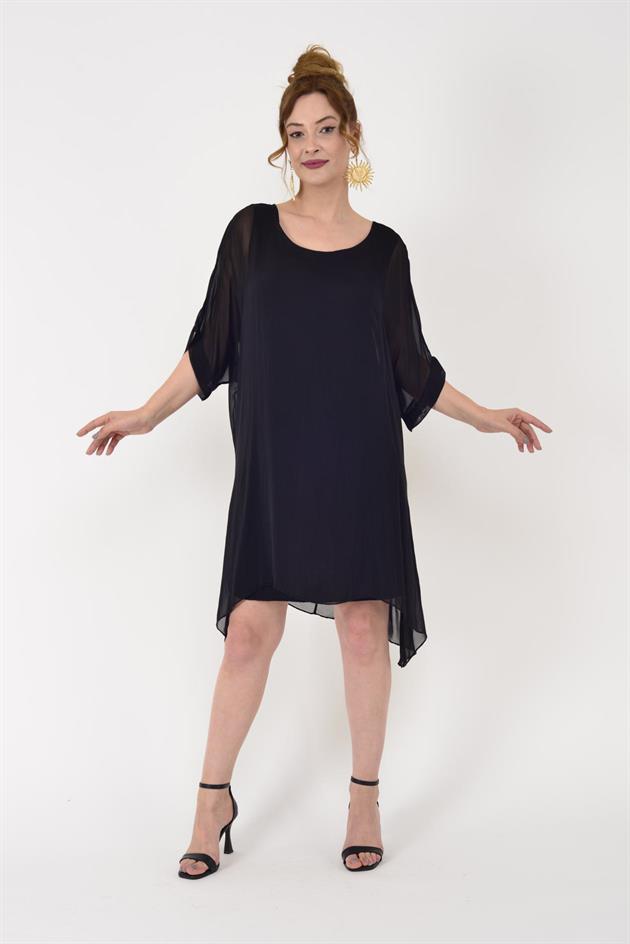 6129 SIRTI BAĞLAMALI İPEK ELBİSE