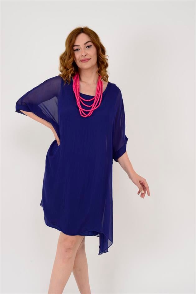 6129 SIRTI BAĞLAMALI İPEK ELBİSE