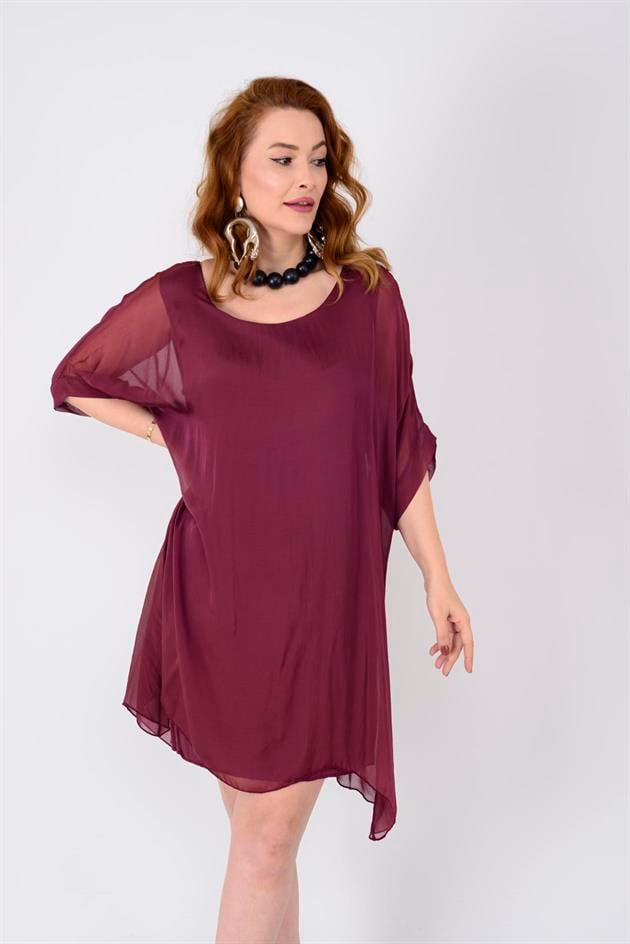 6129 SIRTI BAĞLAMALI İPEK ELBİSE