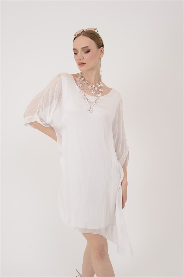 6129 SIRTI BAĞLAMALI İPEK ELBİSE