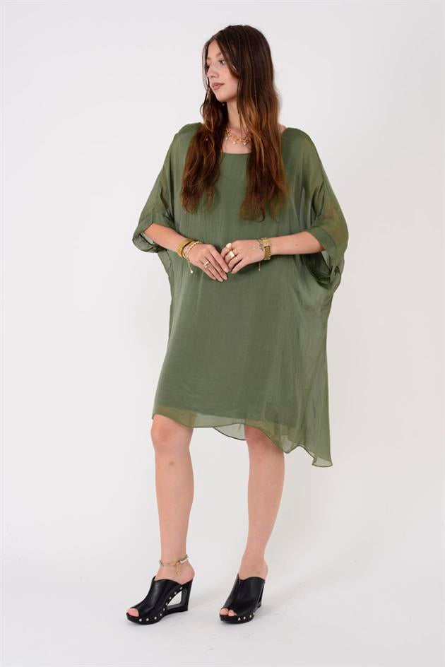 6129 SIRTI BAĞLAMALI İPEK ELBİSE