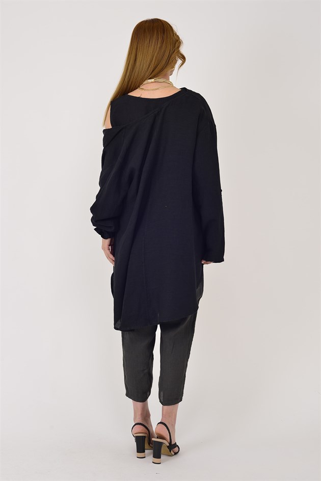 61863 DEGAJE YAKA 2Lİ KETEN BLUZ