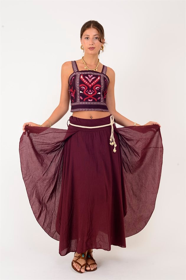 62037 VIEN HASIR KEMERLİ ASİMETRİK ETEK