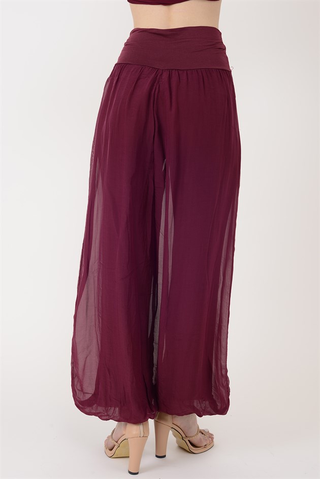 64952 BELİ KALIN LASTİKLİ İPEK PANTOLON