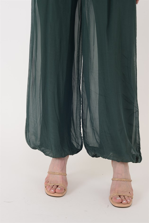 64952 BELİ KALIN LASTİKLİ İPEK PANTOLON