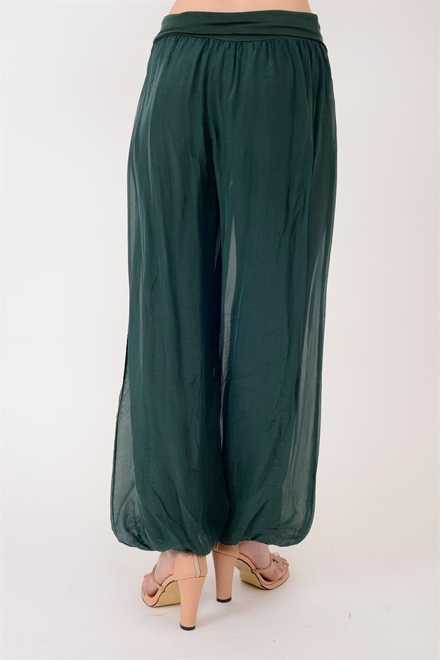 64952 BELİ KALIN LASTİKLİ İPEK PANTOLON