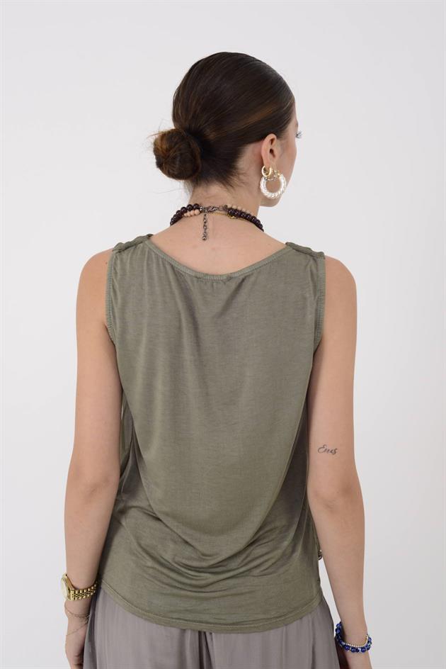 64967 DEGAJE YAKA KOLSUZ İPEK BLUZ