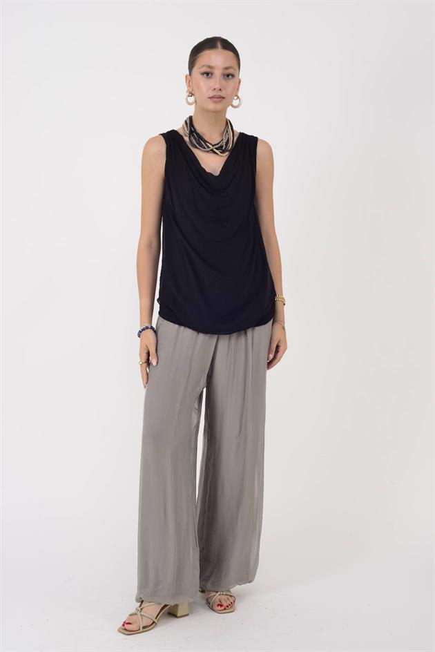 64967 DEGAJE YAKA KOLSUZ İPEK BLUZ