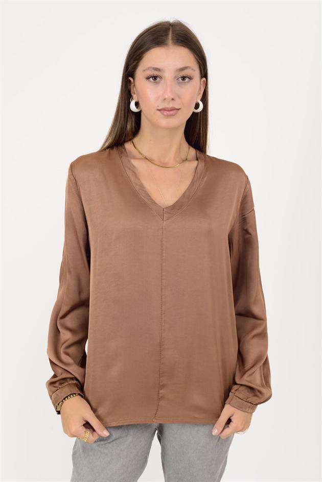 65034 UZUN KOLLU SATEN BLUZ