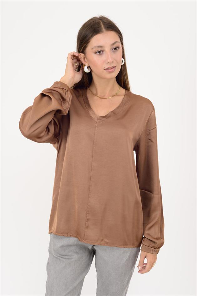 65034 UZUN KOLLU SATEN BLUZ