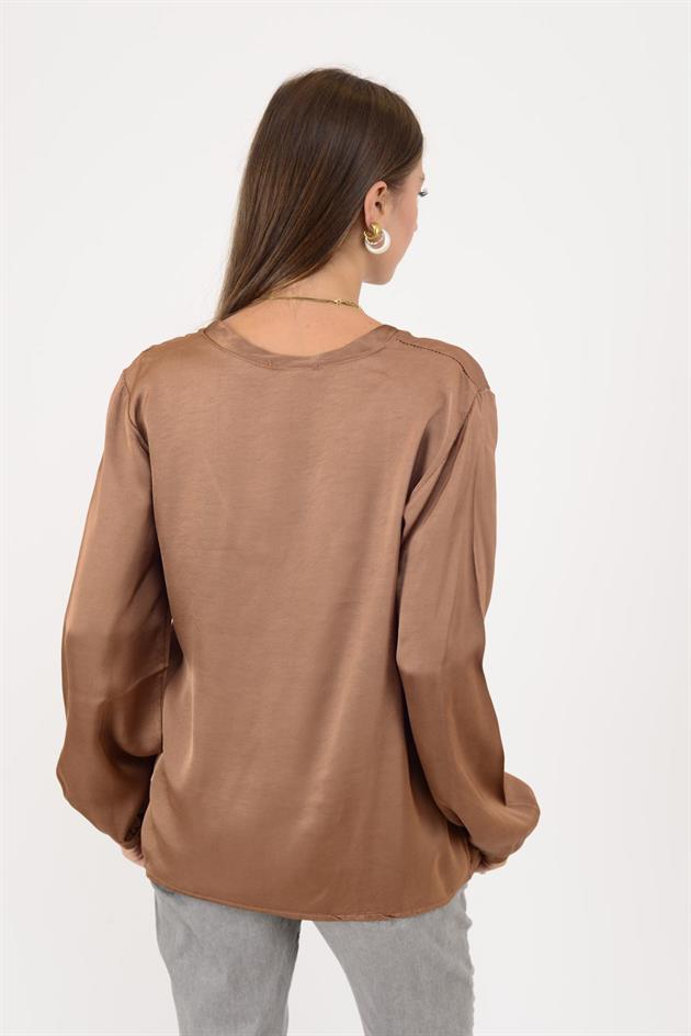 65034 UZUN KOLLU SATEN BLUZ