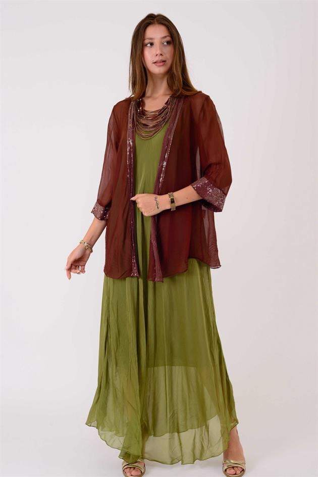 65446 PAYET DETAYLI TRANSPARAN İPEK CEKET